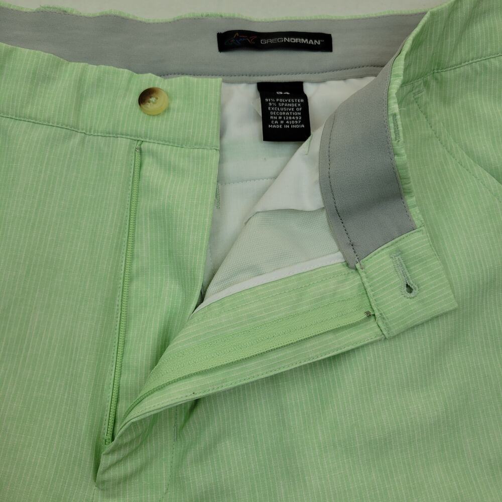 Greg Norman Golf Shorts Light Green Pinstripe Performance Mens Sze 34 Inseam 10" - Picture 3 of 6